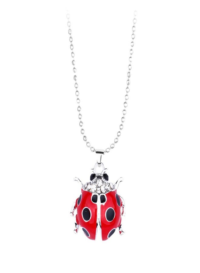 Cykdohy Cute Red Ladybug Pendant Necklace for Women Dainty Beetle CZ Charm Choker Fashion Lovely Animal Funny Coccinella Septempunctata Beaded Chain Necklaces Jewelry Birthday Halloween Party Gifts - Image 1
